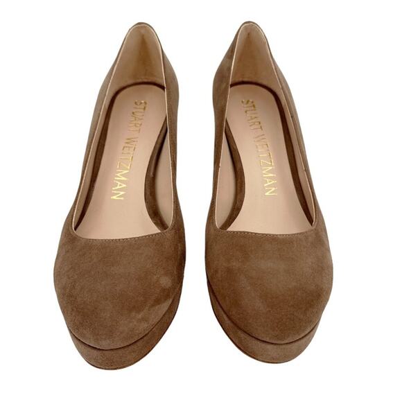 STUART WEITZMAN Larsa Suede Platform Pump in Taupe 6.5M - Picture 3 of 7
